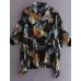 Boutique S Women's Going out Street chicBlouse,Animal Print Shirt Collar ? Length Sleeve Black Polyester Translucent