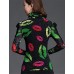 Fall Spring Going out Casual Plus Size Women's Tops Turtleneck Long Sleeve Printing Slim Blouse Black
