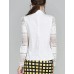 Women's Solid OL Style Hook Hollow Out Lace Slim All Match Plus Size Shirt,Shirt Collar Long Sleeve