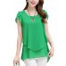 Women's Solid Blue / Pink / Black / Green Blouse,Round Neck Short Sleeve