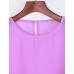 Sexy All Seasons Blouse,Solid Round Neck Long Sleeve Blue / Pink Polyester Thin