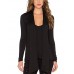 Women's Holiday Sexy / Boho Summer Blouse,Solid Cowl Long Sleeve Black Rayon Thin