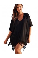 Women's Beach Sexy / Boho Summer Blouse,Jacquard V Neck Short Sleeve Red / Black Rayon / Polyester Thin