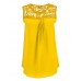 Women's Patchwork Lace Chiffion Slim Loose Plus Size Hollow Out Tanks,Round Neck Sleeveless