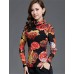 Spring/Fall Women's Casual/Daily Tops Turtleneck Long Sleeve Fashion Floral Printing Gauze Blouse Shirt
