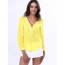 Women‘s V Neck Long Sleeve Zipper Blouse(More Colors)