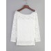 Women's Vogue Lace Bateau Long Sleeve Hollow Out Lace T-shirt