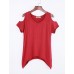 Women's Sexy Off Shoulder Fishtail hem T-shirt (Cotton)