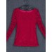 Women's Patchwork Lace Slim All Match Fashion Street chic Simple Plus Size T-shirt,Round Neck Long Sleeve