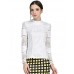 Women's Solid OL Style Hook Hollow Out Lace Slim All Match Plus Size Shirt,Shirt Collar Long Sleeve