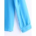 Sexy All Seasons Blouse,Solid Round Neck Long Sleeve Blue / Pink Polyester Thin