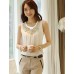 Women's Solid Chiffon Pleating Vest,Round Neck Sleeveless