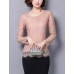 Women's Casual/Daily Sexy Fall Blouse,Solid Round Neck Long Sleeve Pink / Red / White / Black / Gray
