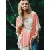 Women's Patchwork Lace Bohemian style Hollow Out Blouse,Round Neck ? Length Sleeve