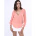 Women‘s V Neck Long Sleeve Zipper Blouse(More Colors)