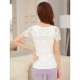 Women's Casual/Daily / Plus Size Fall Blouse,Solid Round Neck Short Sleeve Blue / Pink / White / Beige / Black Polyester Translucent