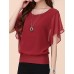 Women's Plus Size Summer T-shirt,Solid Round Neck Short Sleeve Blue / Red / White / Black / Purple Polyester Thin