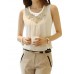 Women's Solid Chiffon Pleating Vest,Round Neck Sleeveless
