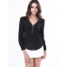 Women‘s V Neck Long Sleeve Zipper Blouse(More Colors)