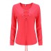 Women's Going out Sexy / Street chic Fall / Winter T-shirt,Solid V Neck Long Sleeve Red / White Gray Rayon Thin