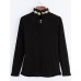 Women's Casual/Daily / Plus Size Simple Spring / Fall / Winter Blouse,Solid Stand Long Sleeve Red / Black Polyester Medium