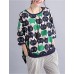 Women's Casual/Daily Cute / Street chic Spring / Fall T-shirt Print Round NeckSleeve Green Cotton / Linen Medium