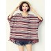 Women's Casual/Daily Boho Blouse,Print Round Neck Short Sleeve Red / Black Polyester Medium