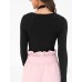 Women's Casual/Daily Simple Fall / Winter T-shirtSolid Asymmetrical Long Sleeve Black Cotton Medium