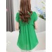 Women's Solid Blue / Pink / Black / Green Blouse,Round Neck Short Sleeve