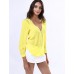 Women‘s V Neck Long Sleeve Zipper Blouse(More Colors)