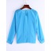 Sexy All Seasons Blouse,Solid Round Neck Long Sleeve Blue / Pink Polyester Thin