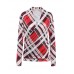 Women's Casual/Daily Simple Fall T-shirt,Print V Neck Long Sleeve Red Polyester Medium Print Randomly