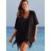 Women's Beach Sexy / Boho Summer Blouse,Jacquard V Neck Short Sleeve Red / Black Rayon / Polyester Thin