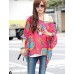 Women's Casual/Daily Boho / Street chic All Seasons Blouse,Print Slash Neck Long Sleeve Purple Thin
