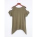 Women's Sexy Off Shoulder Fishtail hem T-shirt (Cotton)