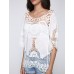 Women's Beach Sexy / Boho Blouse,Solid Round Neck ? Length Sleeve White Rayon Medium